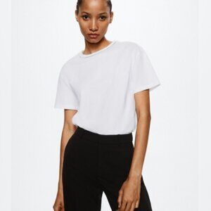 Mango Strass 100% Cotton T-Shirt with Beaded Collar